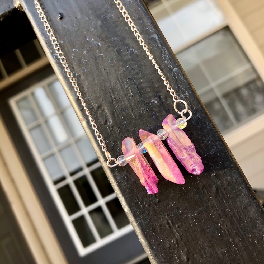 Rose Aura Multi Crystal Handmade Necklace!